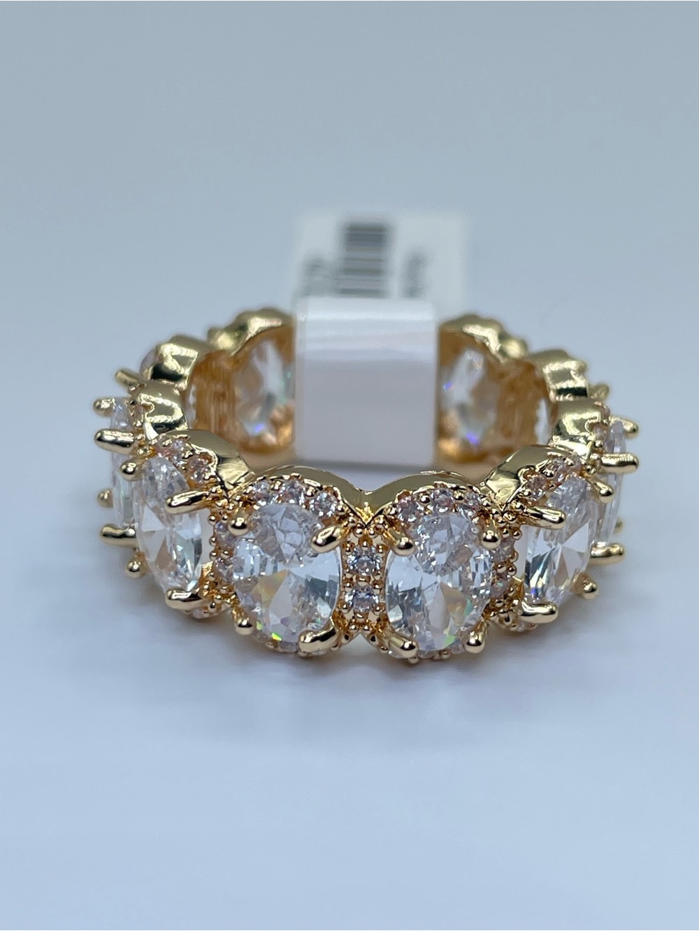 Swarovski Crystal Elements White Swarovski Elements Bold Eternity Band Ring Sz 8